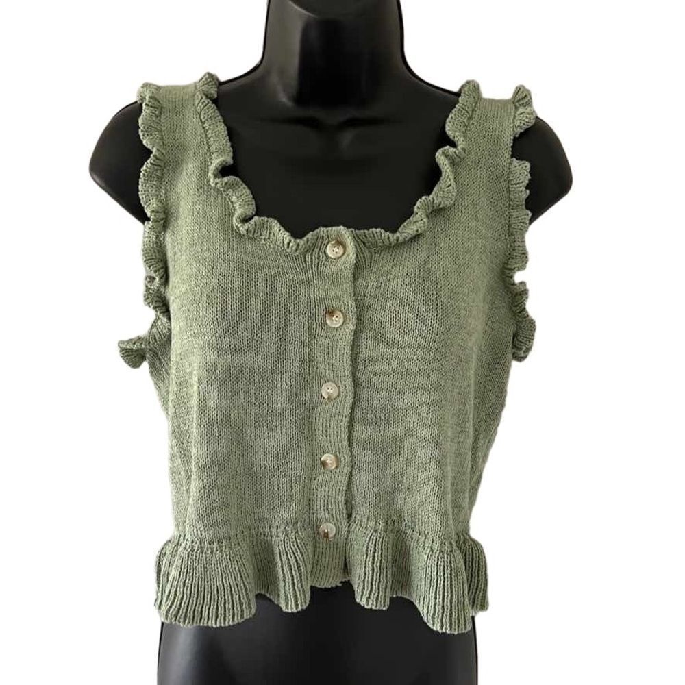 𝅺Very J Button Up Sweater Tank in Sage